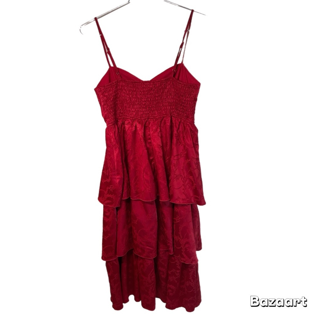 NWT Baltic Born Violetta Embossed Tiered Dress in deep Red​ - Picture 4 of 14
